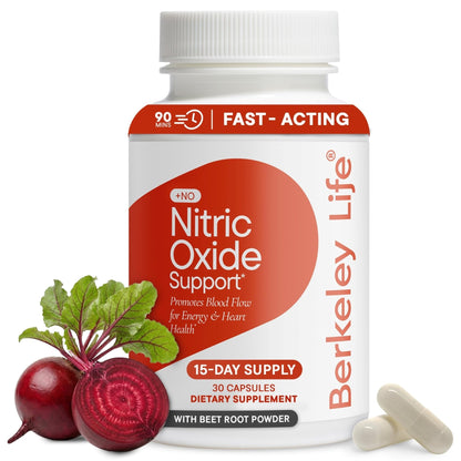 Berkeley Life Nitric Oxide Support Supplement - Nitric Oxide Booster for Men & Women - Blood Flow & Circulation with Beet Root Powder to Support Energy, - Maple Wellness Supplements