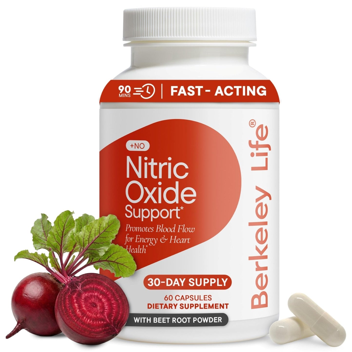 Berkeley Life Nitric Oxide Support Supplement - Nitric Oxide Booster for Men & Women - Blood Flow & Circulation with Beet Root Powder to Support Energy, Heart Health - Maple Wellness Supplements
