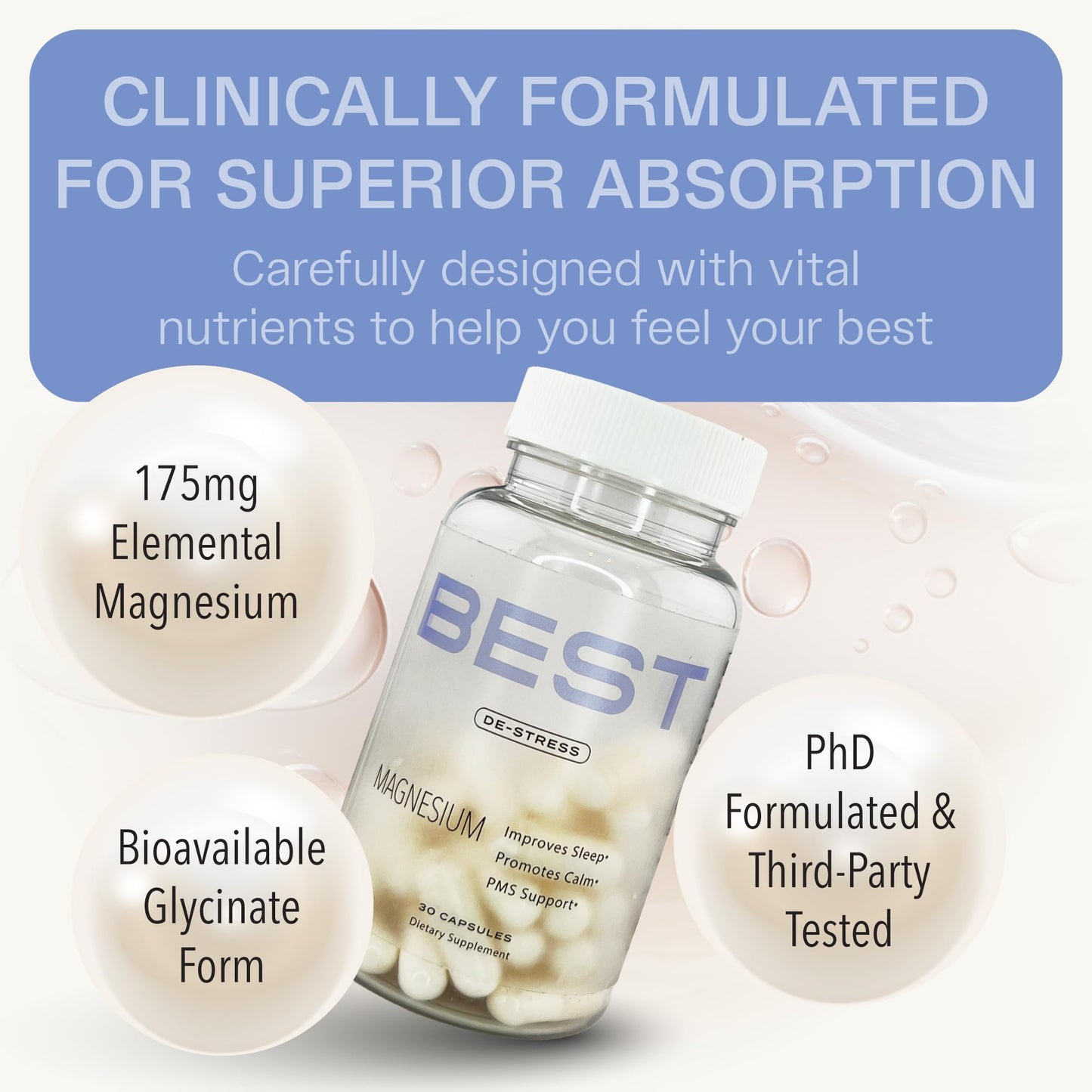 BEST Magnesium Glycinate Supplement for Women - High Absorption, Breakthrough for Sleep, Stress - Menopause Symptoms, Magnesium for Women Over 40 - Gentle on Stomach, Non-GMO, Vegan - 30 Day Supply - Maple Wellness Supplements