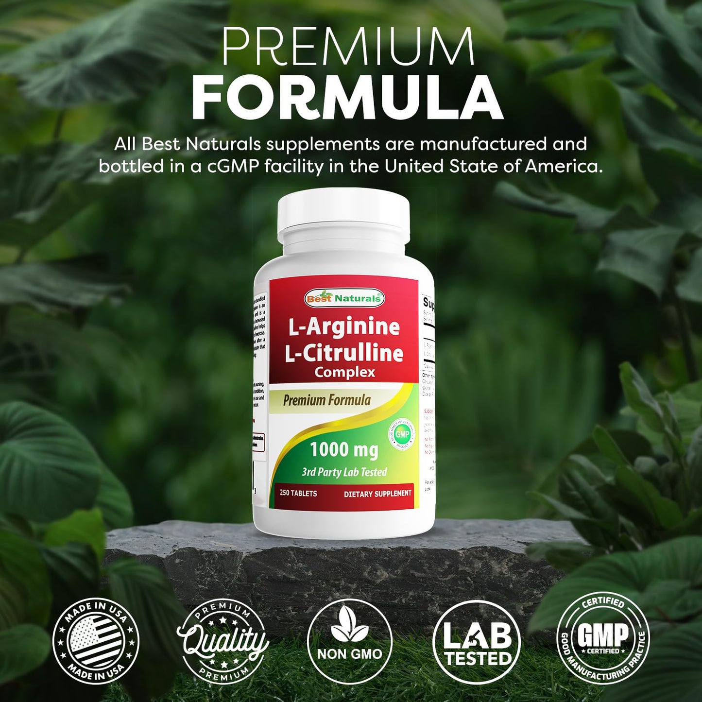 Best Naturals L-Arginine L-Citruline Complex Tablets, 250 Count - Maple Wellness Supplements