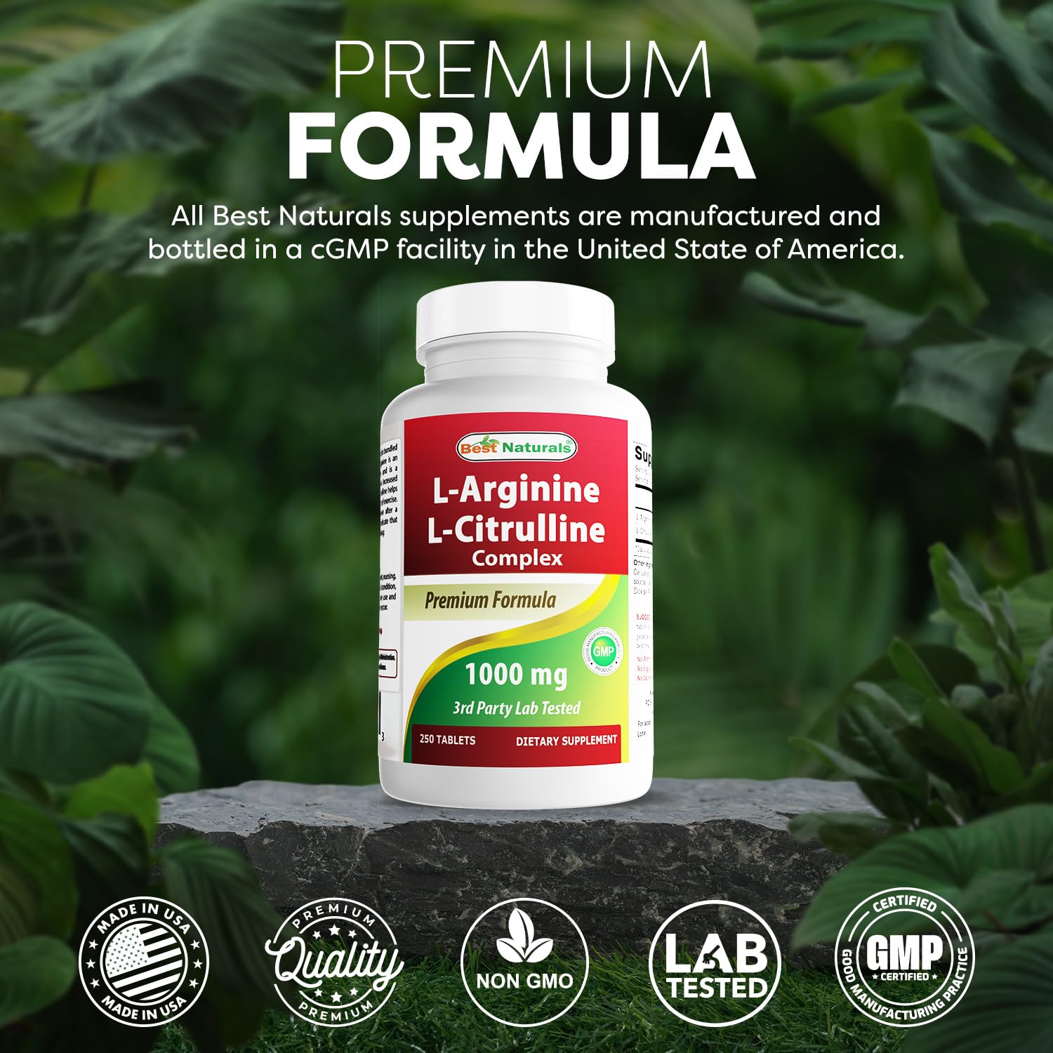 Best Naturals L-Arginine L-Citruline Complex Tablets, 250 Count - Maple Wellness Supplements