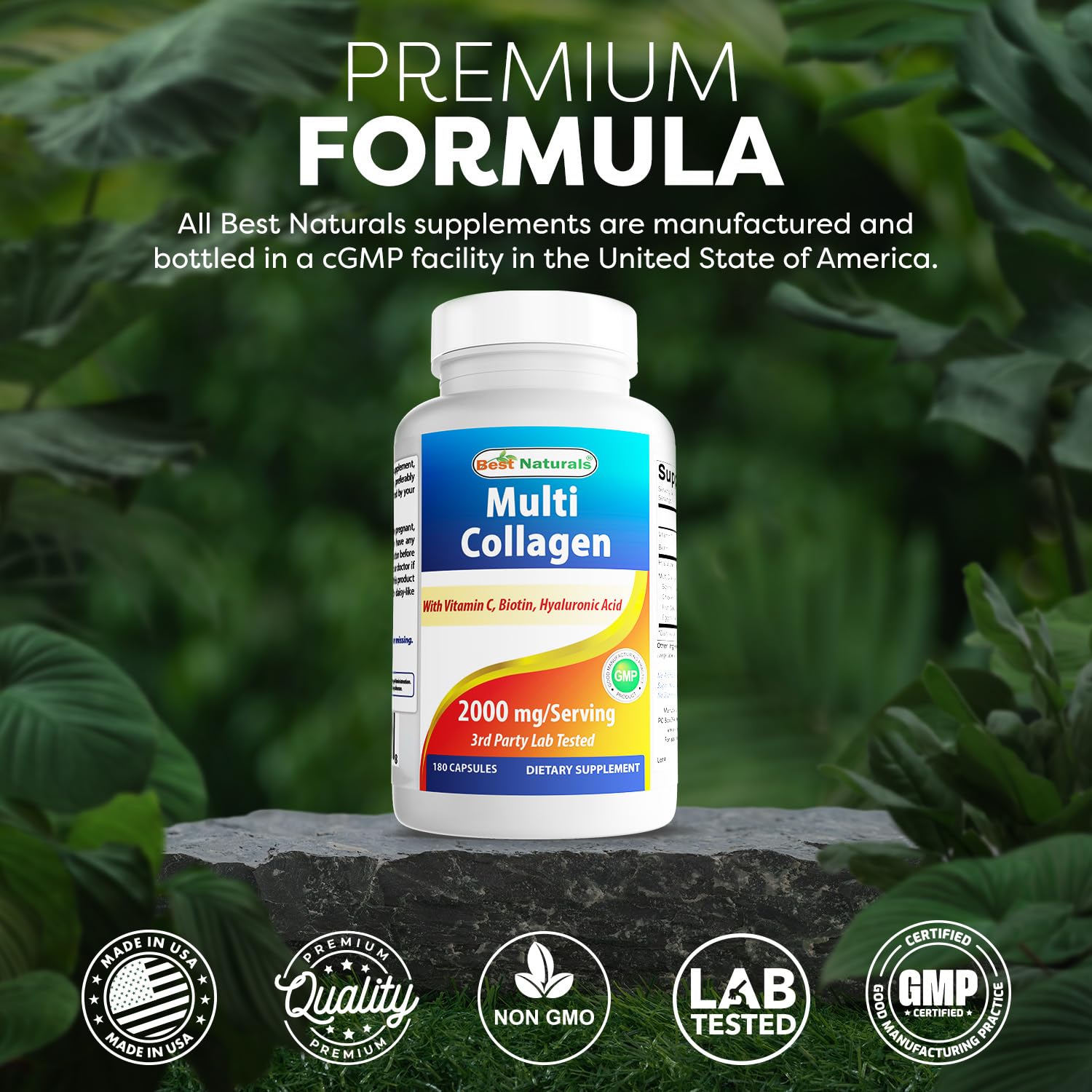 Best Naturals Multi Collagen Pills 2000mg for Women & Men - Hydrolyzed Collagen Peptides Capsules for Hair Skin and Nails with Types I - Maple Wellness Supplements
