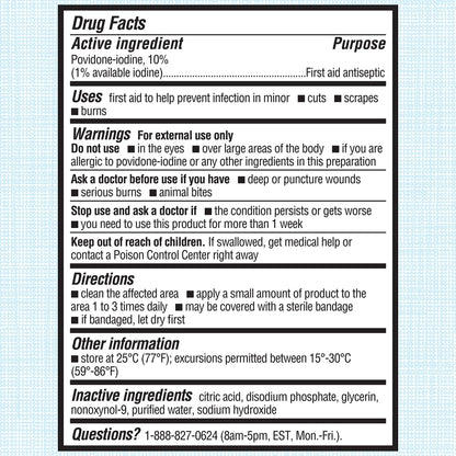 Betadine Antiseptic First Aid Solution, Povidone-Iodine 10%, Infection Protection, Kills Germs in Minor Cuts Scrapes and Burns, No Sting Promise, No Alcohol or Hydrogen Peroxide, 8 FL OZ - Maple Wellness Supplements