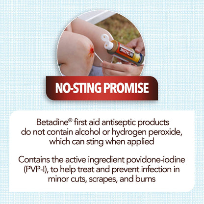 Betadine Antiseptic First Aid Solution, Povidone-Iodine 10%, Infection Protection, Kills Germs in Minor Cuts Scrapes and Burns, No Sting Promise, No Alcohol or Hydrogen Peroxide, 8 FL OZ - Maple Wellness Supplements