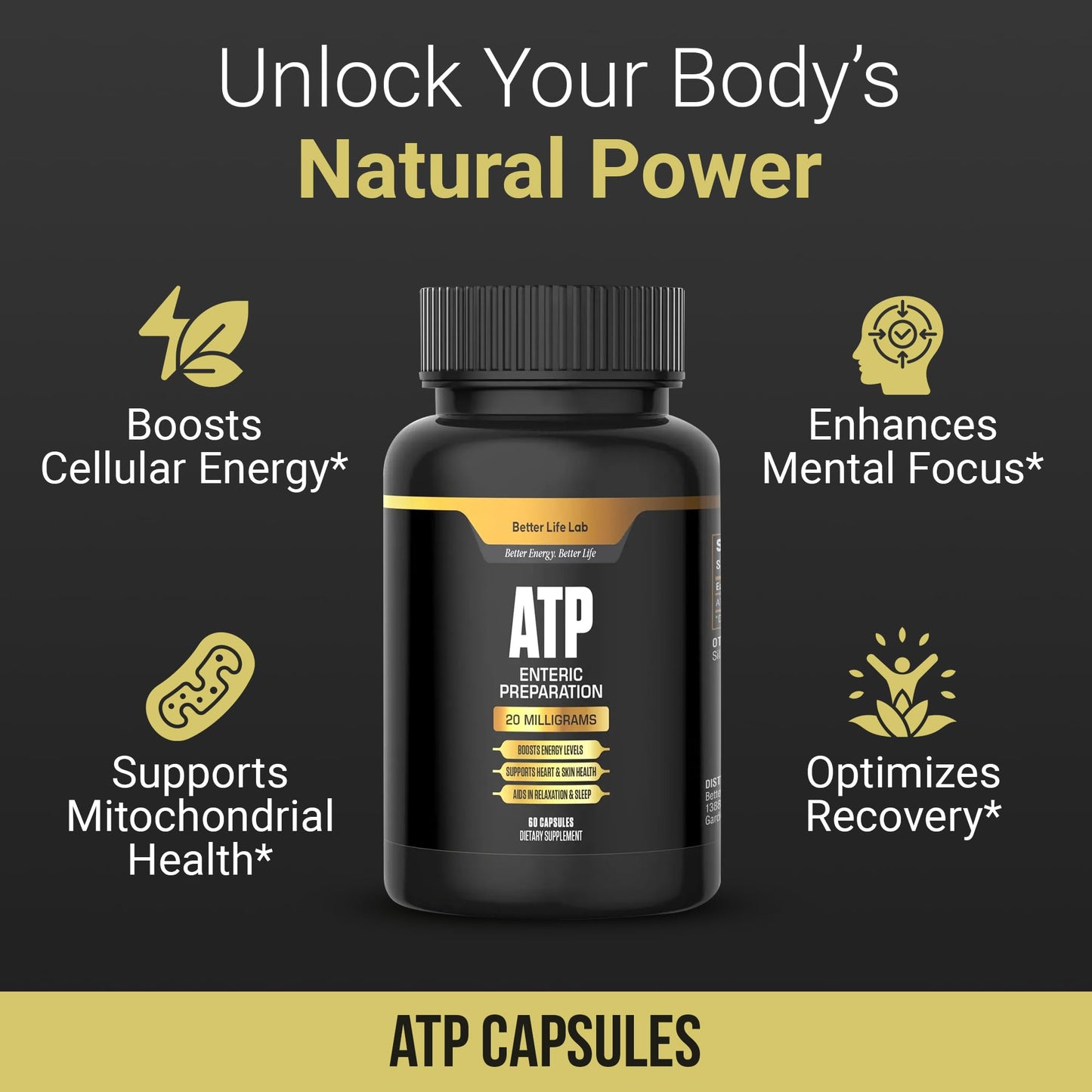 BETTER LIFE LAB ATP Supplement – Supports Cellular Energy Production, Mitochondrial Function & Active Lifestyles - Maple Wellness Supplements