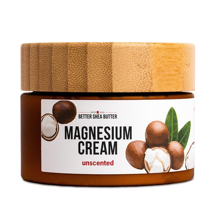 Better Shea Butter Magnesium Cream for Leg Cramps | Relieves Muscle Tension | Night Lotion Safe for Pregnancy, Kids and Babies | Organic and Natural Ingredients | Vegan, Made in USA | (Unscented) - Maple Wellness Supplements