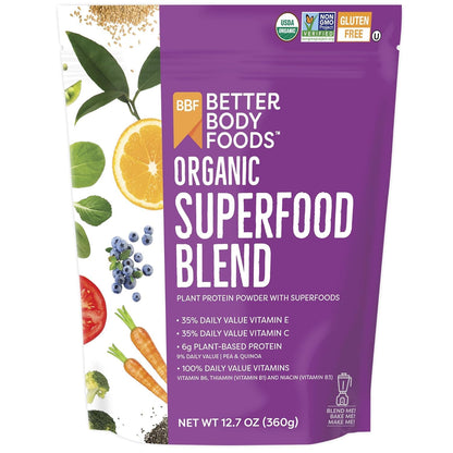 BetterBody Foods Organic Superfood Powder with Protein, Vitamins C, E, and B12 (12.7 oz.) - Maple Wellness Supplements