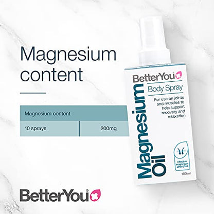 BetterYou Magnesium Oil Body Spray, Pure and Natural Source of Magnesium Chloride - Maple Wellness Supplements
