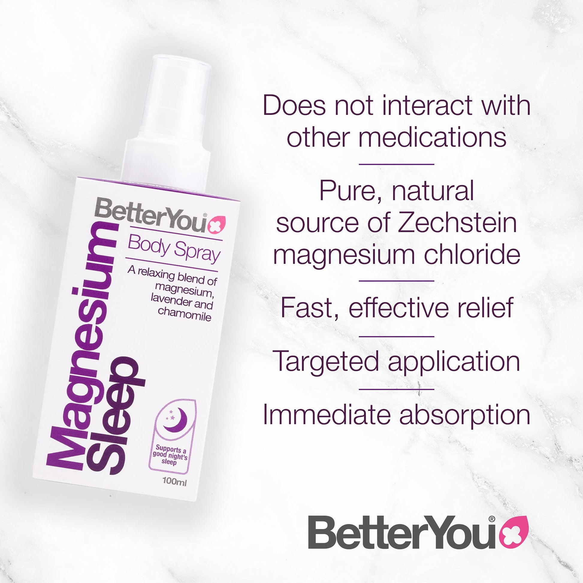 BetterYou Magnesium Sleep Body Spray, Made with Zechstein Magnesium Chloride - Maple Wellness Supplements