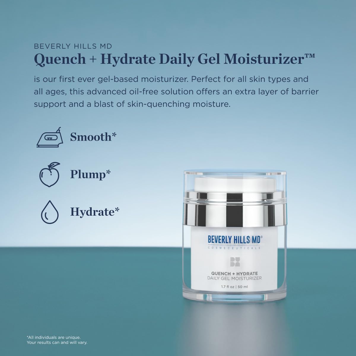 Beverly Hills MD Quench + Hydrate Daily Gel Moisturizer- Visibly Smooth, Plump, Hydrate Face & Neck for Wrinkles, Sagging- Skin Smoothing & Re-Energizing- Visibly Reduce Signs of Aging w/Niacinamide - Maple Wellness Supplements