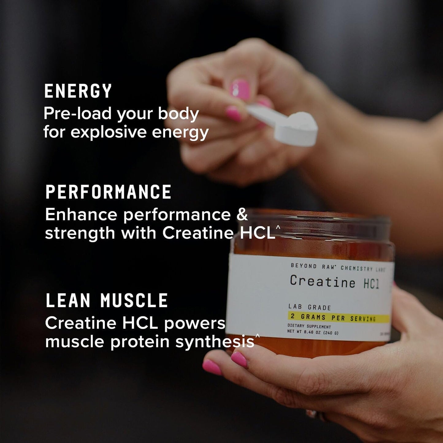 BEYOND RAW Science-Backed Creatine HCl Powder, Lab Grade, for Muscle Strength and Growth, Energy Production, Athletic Performance, Cognitive Support, - Maple Wellness Supplements