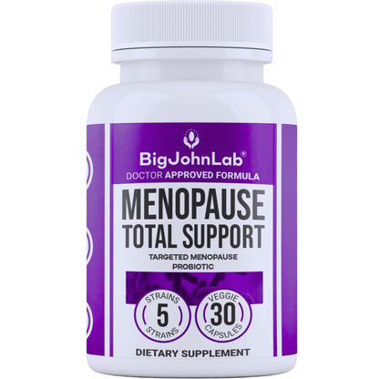 BIGJOHNLAB® - Menopause Total Support – Advanced Probiotic Formula with 5 Strains & 15 Billion CFU, Resveratrol, Black Cohosh, Acacia Fiber, Non-GMO & 100% Vegetarian - Maple Wellness Supplements