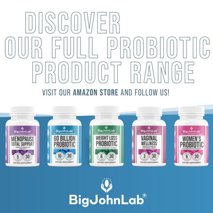 BIGJOHNLAB® - Probiotics for Weight Management & Bloating - 6 Probiotic Strains - Prebiotics - Key Ingredient Cayenne & Green Tea - Supports Gut Health - Weight Management for Women & Men - 30 CT - Maple Wellness Supplements