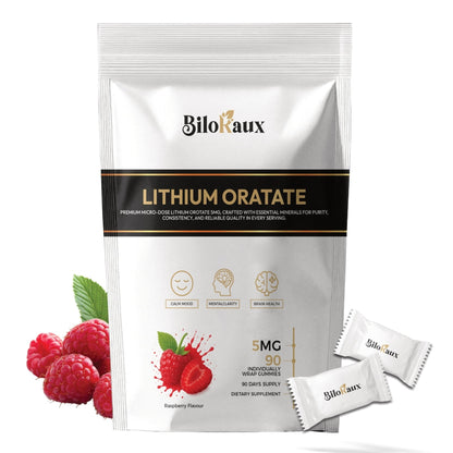 BiloRaux Lithium Orotate 5mg Gummies – Premium Microdose Lithium Supplement for Calm Balance & Focus – Natural Raspberry Flavour – 90 Vegan Gummies - Maple Wellness Supplements