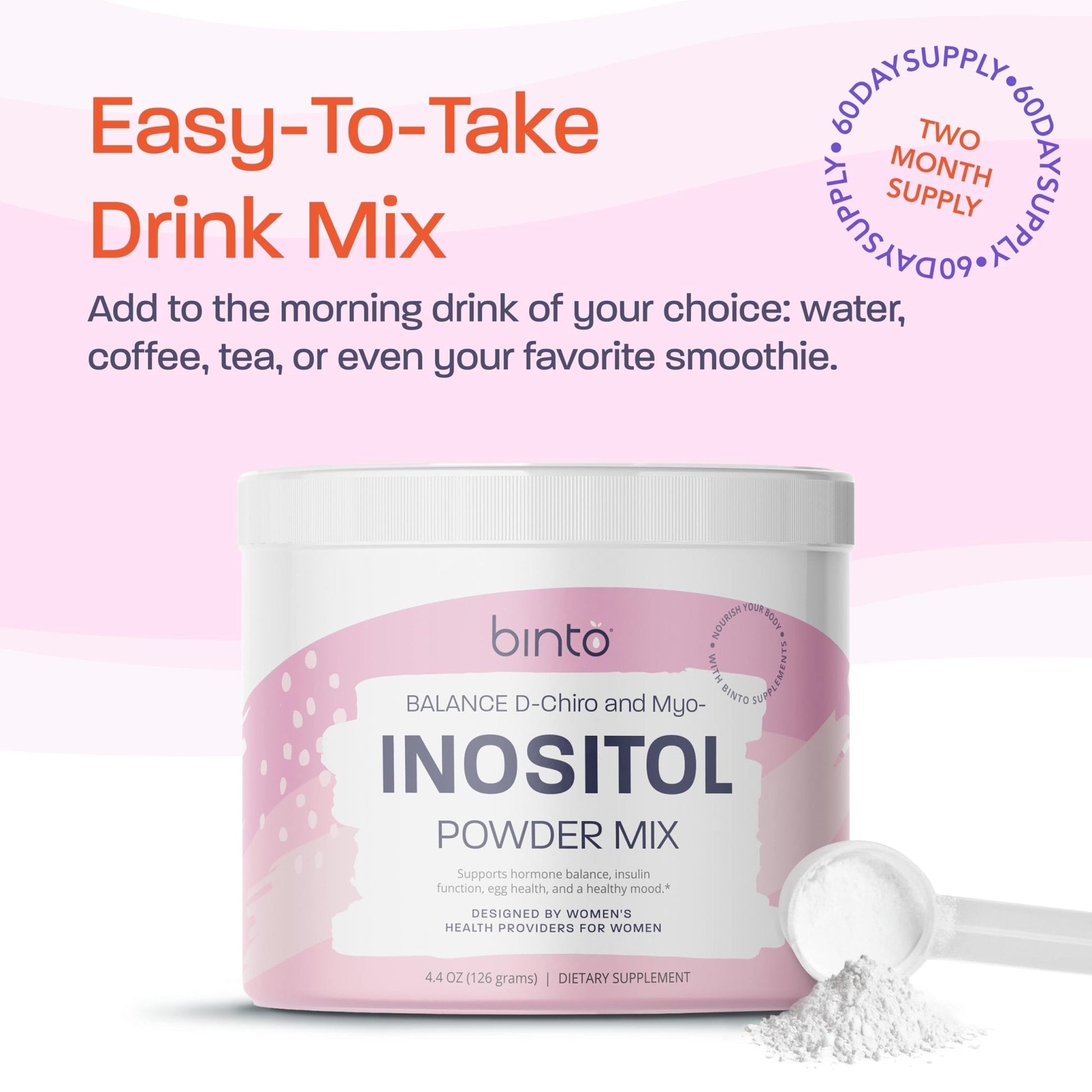 Binto Inositol Powder Mix | 60-Day Supply | 40:1 Ratio of Myo and D-Chiro Inositol - Maple Wellness Supplements