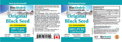 Bio Absorb Black Seed Oil Cold Pressed Capsules. 200 softgels, 500mg (50-Day Supply). No Aftertaste. - Maple Wellness Supplements