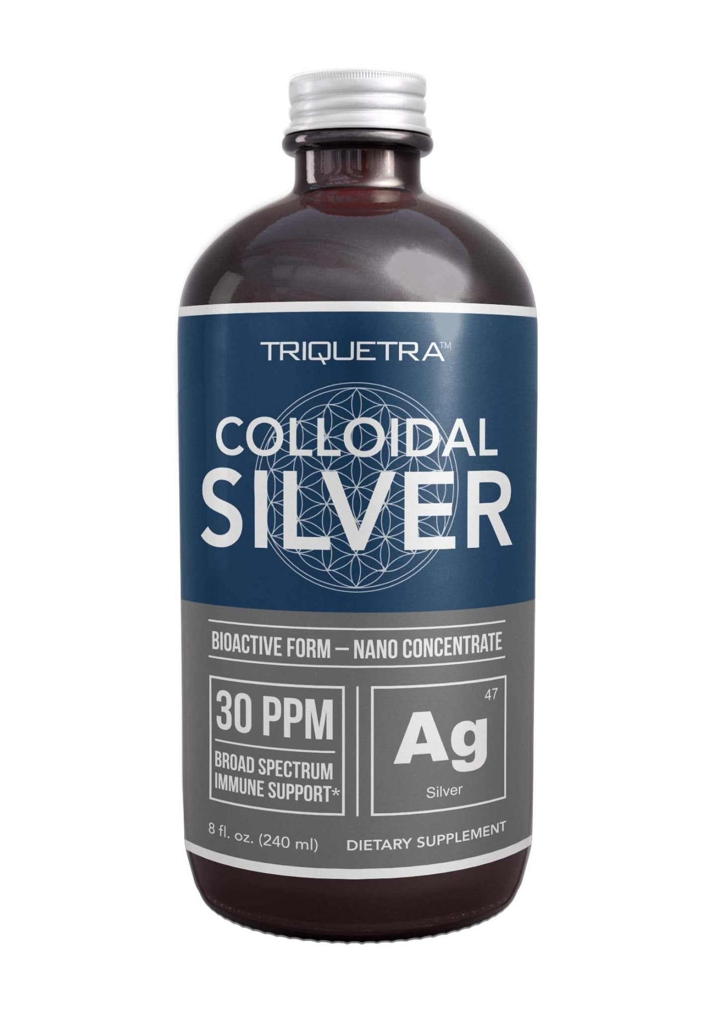 Bioactive Colloidal Silver - 8 oz, Glass Bottle, Vegan, Safe Doses with Highest Effectiveness - Nano Ions, 30 PPM - Immune Support (48 Servings) - Maple Wellness Supplements