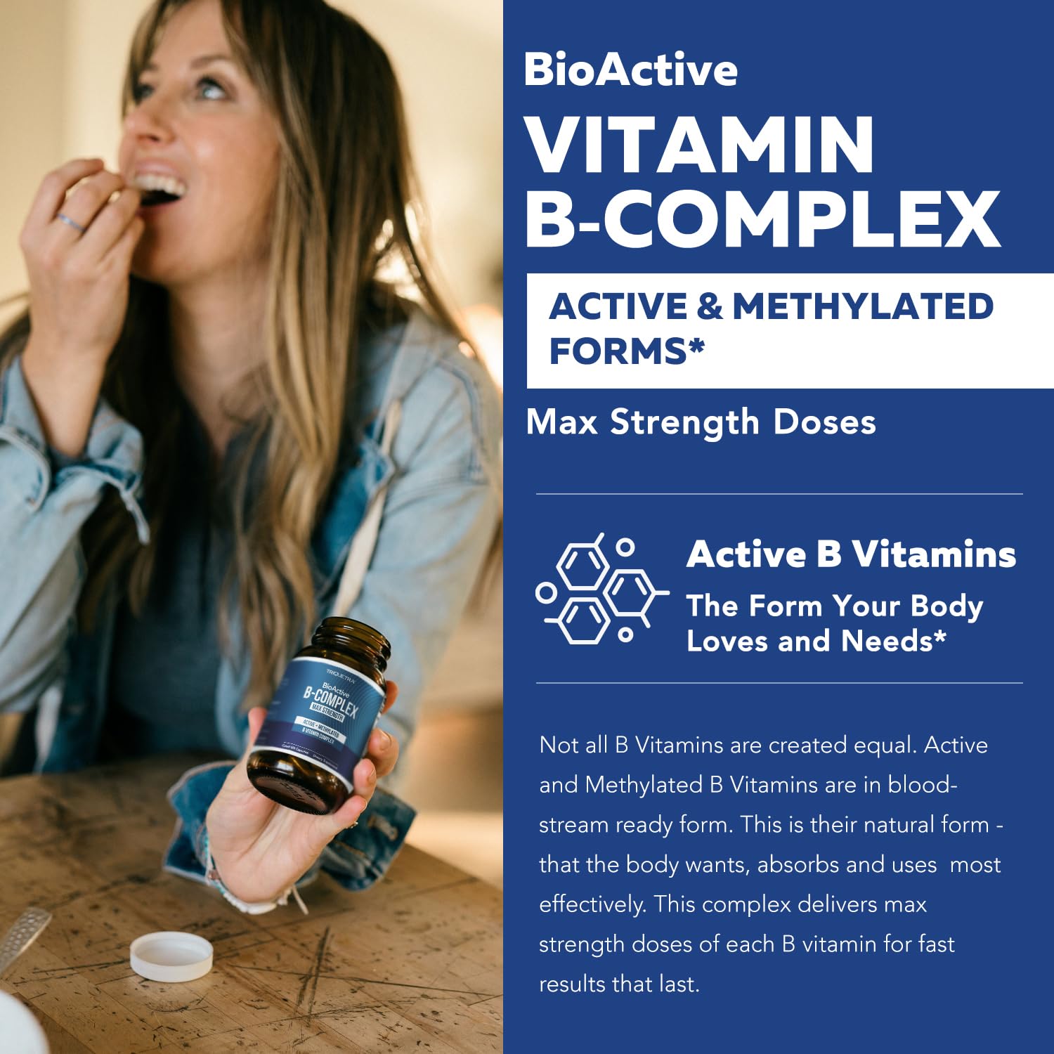 BioActive Vitamin B Complex - Blood Stream Ready, Methylated B Complex - Featuring Methylfolate, 3 BioActive Forms of B12, BenfoPure® B1 & Pantesin - Maple Wellness Supplements