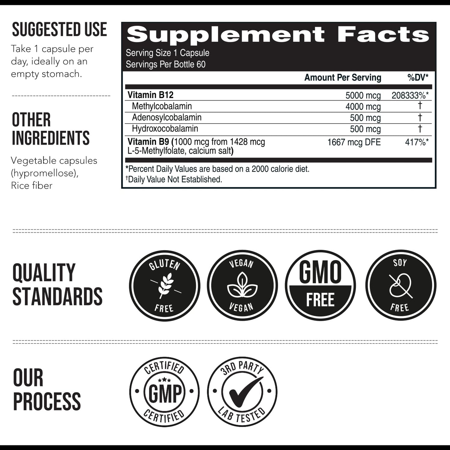 BioActive Vitamin B12 - 5000 mcg, Contains 3 BioActive Forms B12 Plus Methylfolate Cofactor - Methyl B12, Adenosyl B12 & Hydroxy B12 | Supports Energy - Maple Wellness Supplements