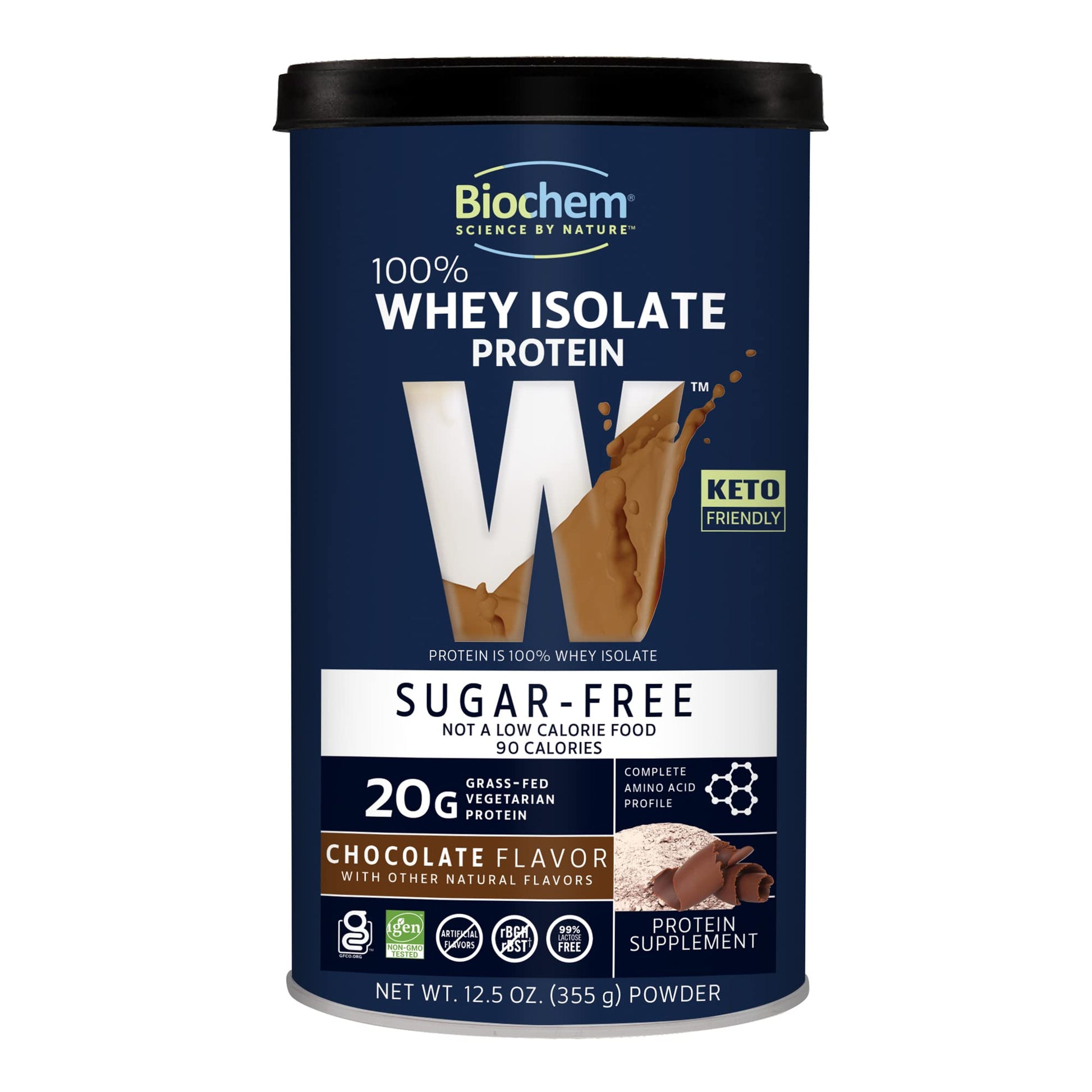 Biochem 100% Whey Sugar-Free Chocolate 20g, 12.5oz, Certified Vegetarian, Certified Glut - Maple Wellness Supplements