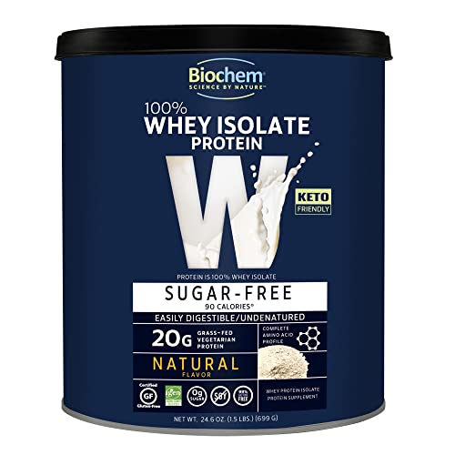 Biochem 100% Whey Sugar-Free Natural 20g, 24.6oz, Certified Vegetarian, Certified Gluten - Maple Wellness Supplements