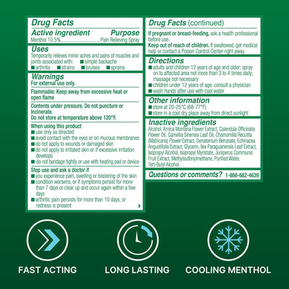 Biofreeze Menthol Pain Relieving Spray 3 FL OZ Colorless Aerosol Spray for Pain Relief Associated with Sore Muscles, Arthritis, Simple Backaches, and Joint Pain (Packaging May Vary) - Maple Wellness Supplements