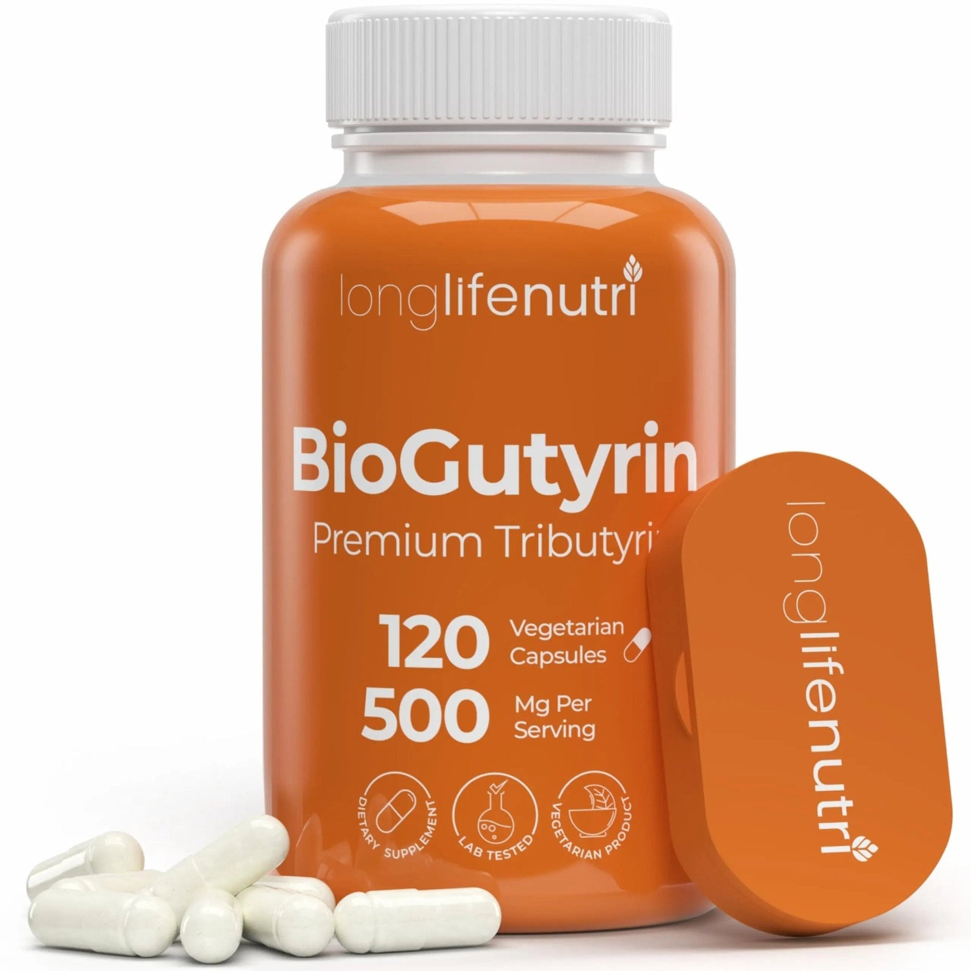 BioGutyrin – Tributyrin 500mg, Postbiotic Supplement for Gut Function & Nutrient Absorption, 120 Vegetarian Capsules, Butyric Acid for Butyrate Production, 4-Month Supply, GMP Certified, Made in USA - Maple Wellness Supplements