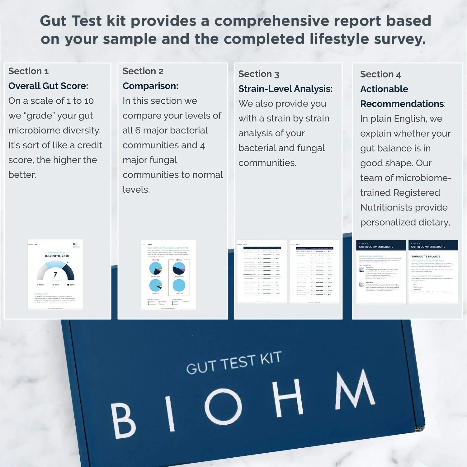 BIOHM Gut Health Test Kit for Microbiome and Digestive Health Analysis, Home Test Kit with Gut Score, Easy-to-Read Results and Actionable Recommendations - Maple Wellness Supplements