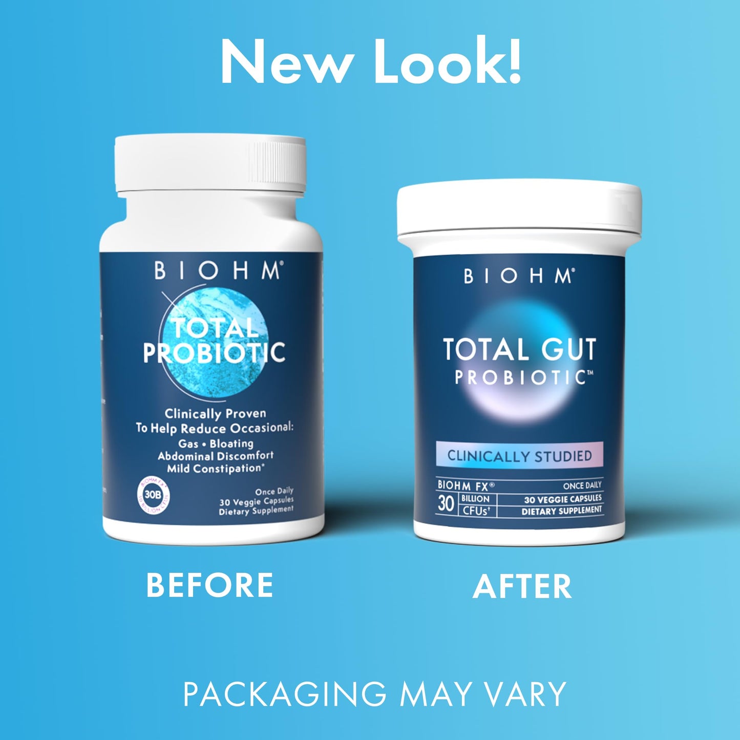 BIOHM Total Probiotic, 30 Billion CFU Daily Probiotics for Women & Men (30 Count) Helps Reduce Occasional Gas & Bloating, - Maple Wellness Supplements