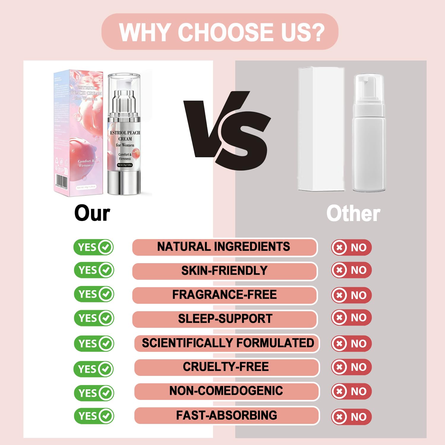 Bioidentical Estriol Cream for Women, Intimate Moisturizing Cream for Vaginal Dryness & Discomfort, Menopause Support (Peach Flavor) - Maple Wellness Supplements