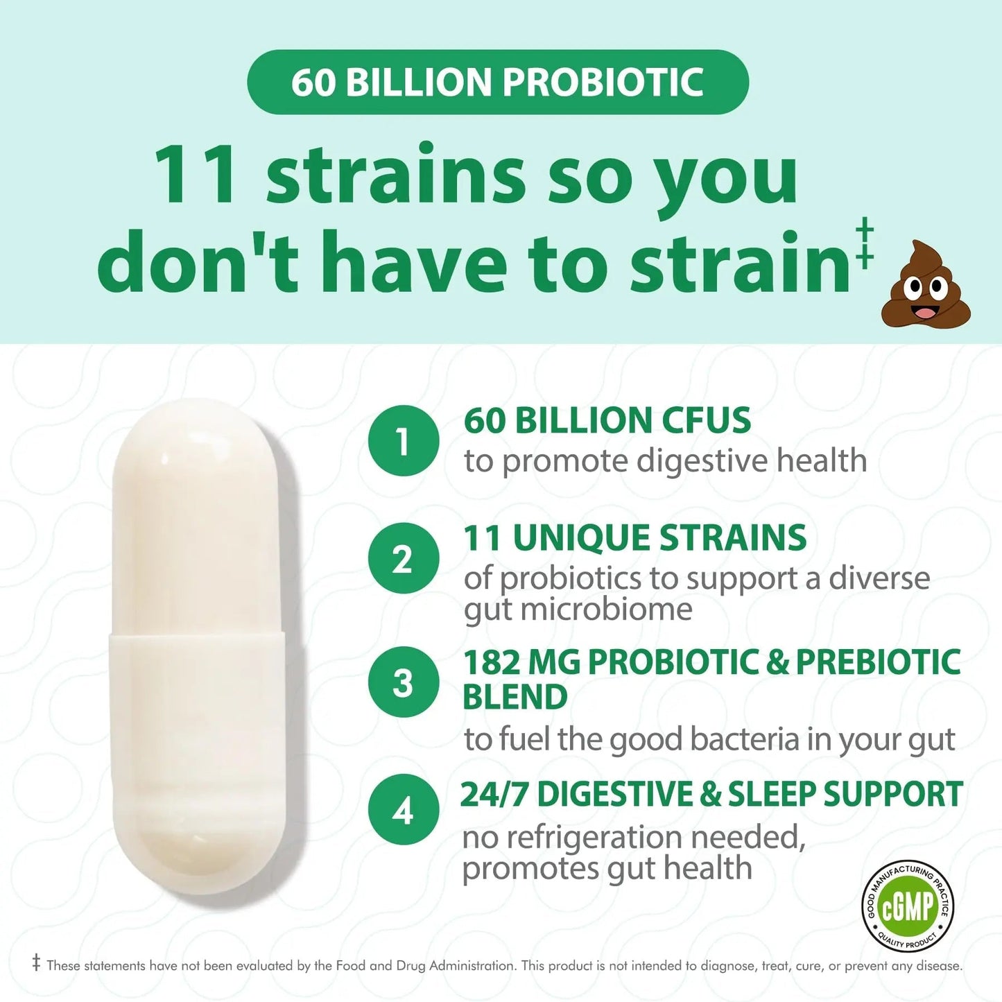 BioJhchang Probiotics Supplements 60 Billion CFUs 11 Diverse Strains Natural Prebiotics for Immune, Digestive Gut Health Supports Occasional Constipation Diarrhea Gas Bloating for Women & Men - Maple Wellness Supplements