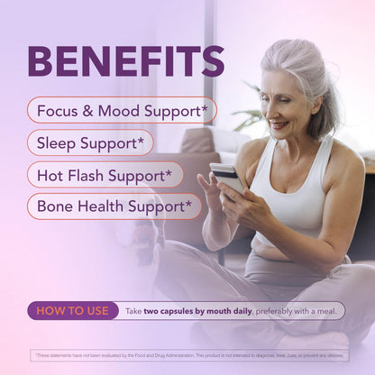 Bioligent Menopause Support Supplement for Women, Hot Flash, Sleep, Mood & Focus Support, Hormone-Free with Maca, Ginseng, Chamomile & Saffron, Non-GMO, 60 Capsules, 30 Day Supply - Maple Wellness Supplements