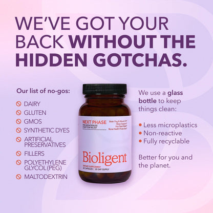 Bioligent Menopause Support Supplement for Women, Hot Flash, Sleep, Mood & Focus Support, Hormone-Free with Maca, Ginseng, Chamomile & Saffron, Non-GMO, 60 Capsules, 30 Day Supply - Maple Wellness Supplements