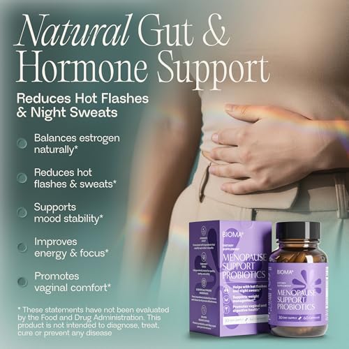 BIOMA Menopause Support Probiotics for Women - Hormone Free Hot Flash & Night Sweat Relief - Gut-Hormone Balance with Phytoestrogens, BB536, Delayed Release (60 Capsules - 30 Day Supply) - Maple Wellness Supplements