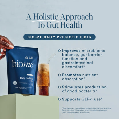 Bio.me Daily Prebiotic Fiber Powder Unflavored - 7g Per Serving - Soluble & Insoluble Fiber Supplement Powder for Women & Men - Digestive Health & Gut Health - Maple Wellness Supplements