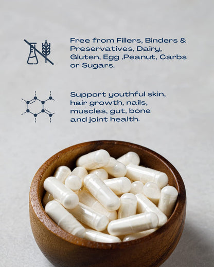 BioOptimal Collagen Peptides Capsules - Grass-Fed, Pasture-Raised Hydrolyzed Protein S]n-GMO, Zero Sugar Daily Pills for Men & Women (180 Capsules) - Maple Wellness Supplements