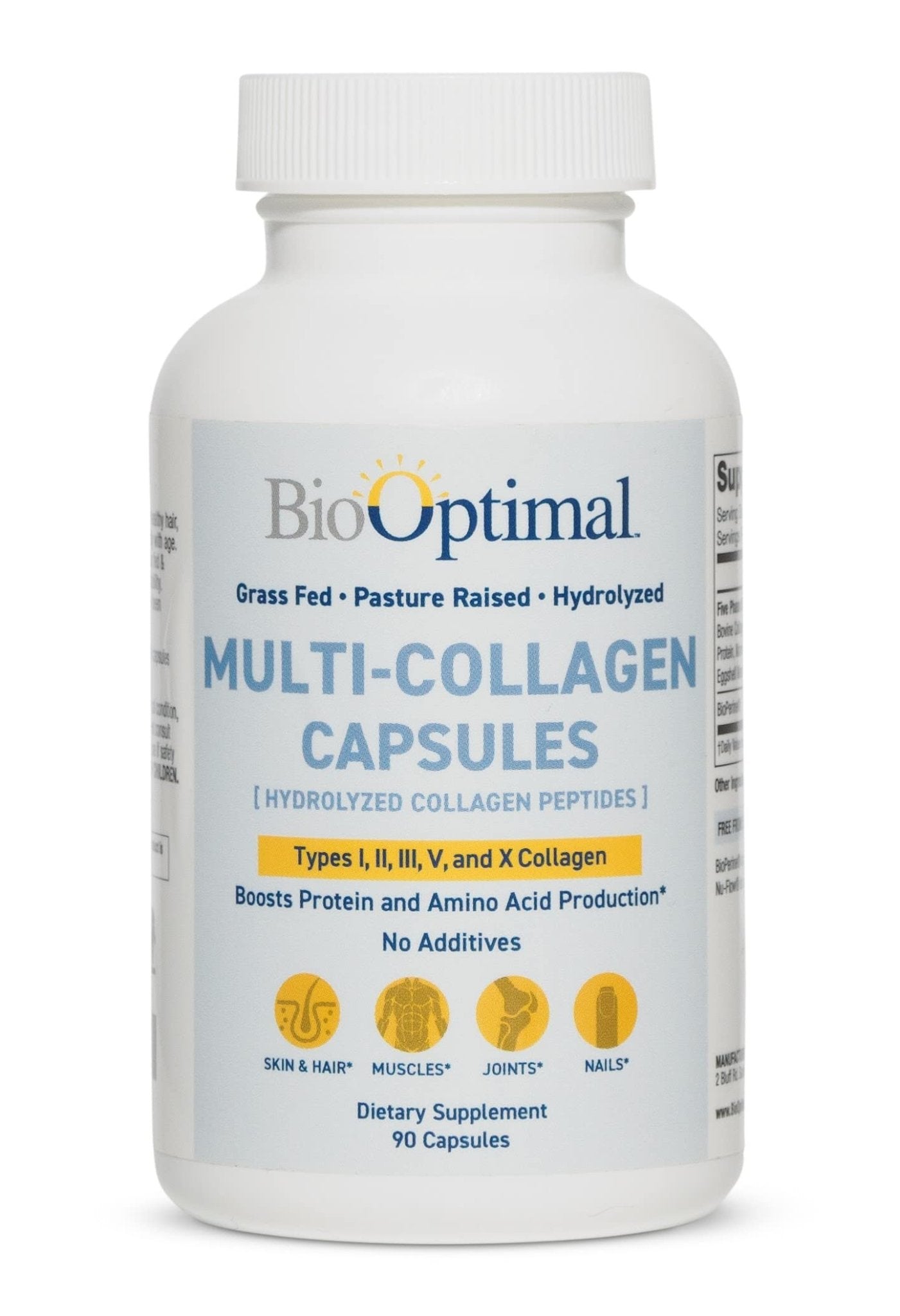 BioOptimal Multi-Collagen Supplement Capsules, Types I, II, III, V, & X Collagen, 90 Capsules - Maple Wellness Supplements
