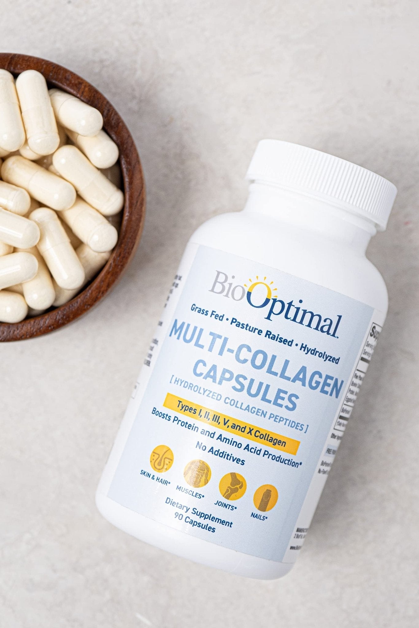 BioOptimal Multi-Collagen Supplement Capsules, Types I, II, III, V, & X Collagen, 90 Capsules - Maple Wellness Supplements
