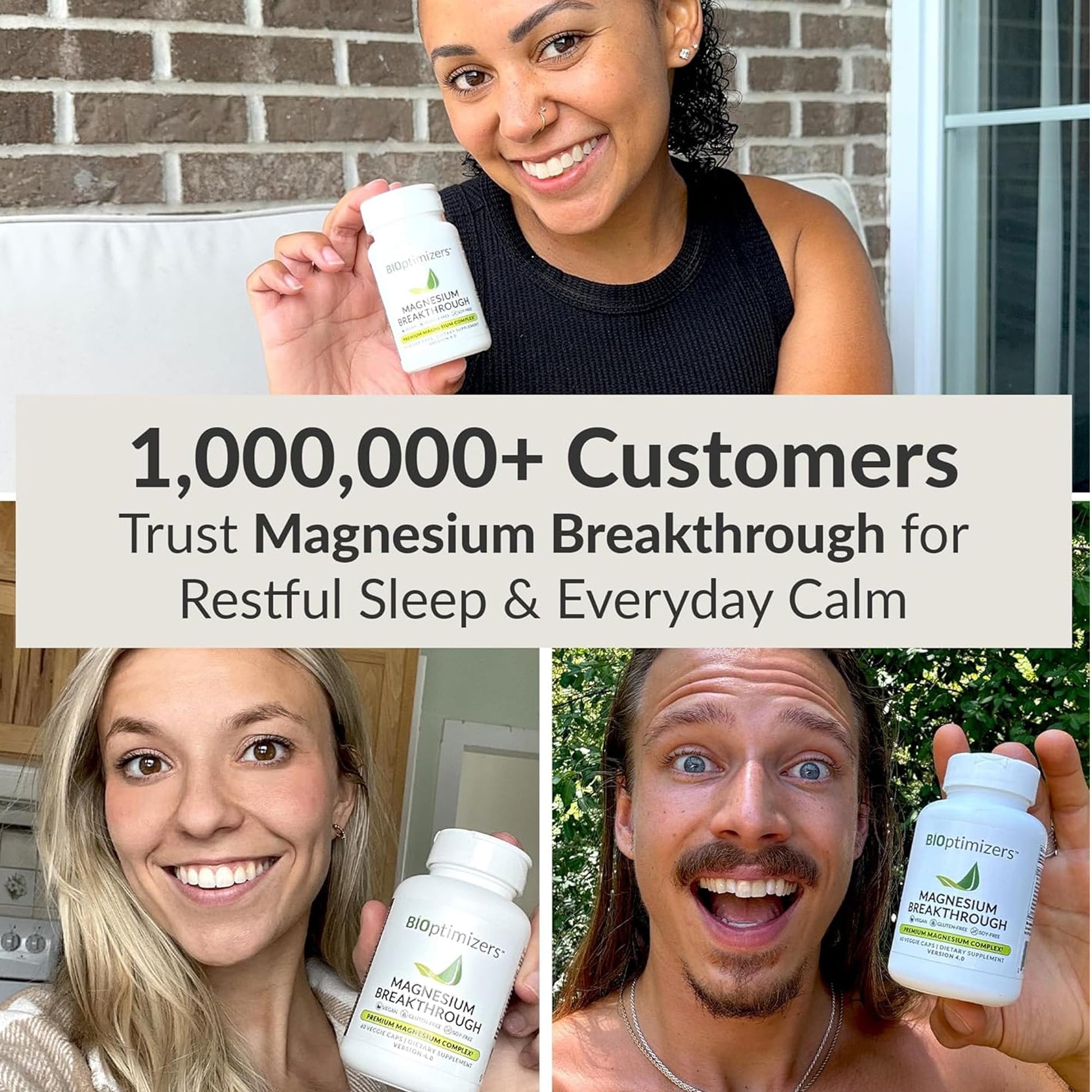 BIOptimizers Magnesium Breakthrough Supplement with 500mg - 7 Forms of Magnesium: Glycinate, Malate, Citrate, and More - Natural Support for Sleep and Cognitive Function -60 Capsules- Calming Vitamins - Maple Wellness Supplements