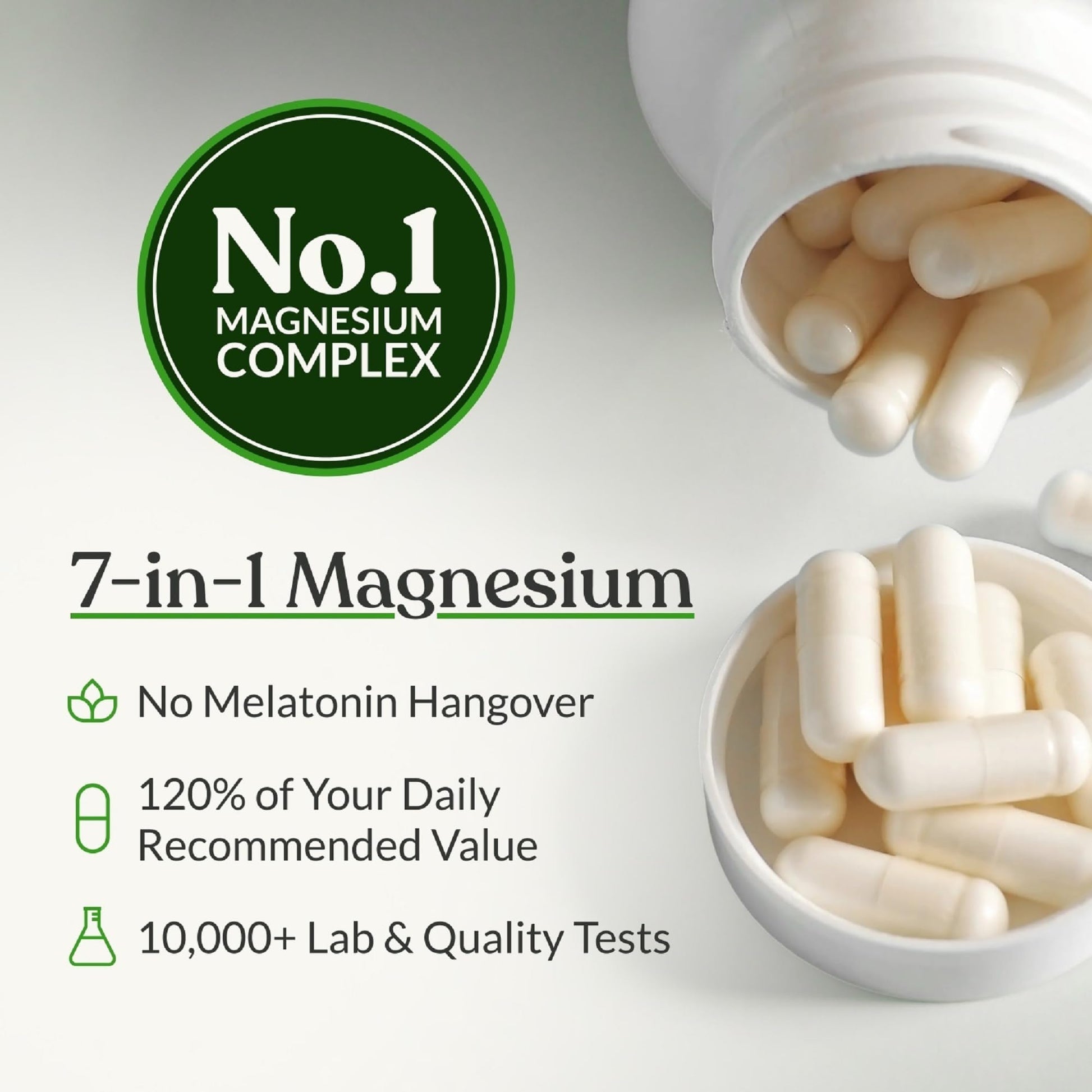 BIOptimizers Magnesium Breakthrough Supplement with 500mg - 7 Forms of Magnesium: Glycinate, Malate, Citrate, and More - Natural Support for Sleep and Cognitive Function -90 Capsules- Calming Vitamins - Maple Wellness Supplements