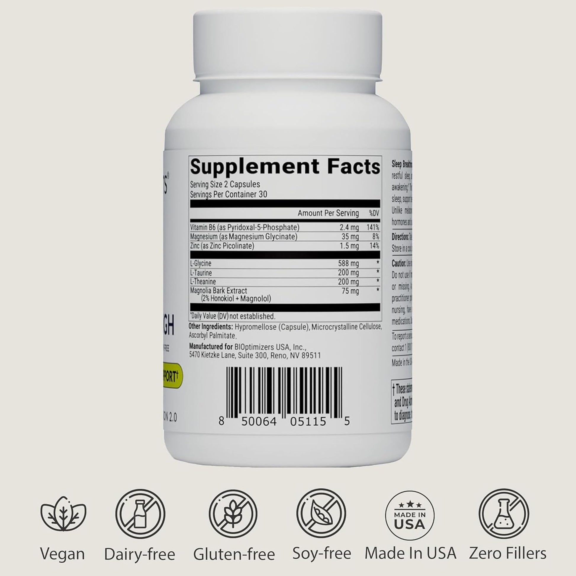 BIOptimizers Sleep Breakthrough Capsules - Natural Support Supplement | Calming Relief Aid for Adults - Maple Wellness Supplements