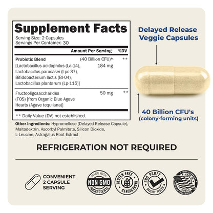 BioSchwartz Daily Probiotic Nutritional Supplement - 40 Billion CFU for Gut Health - Probiotics for Men and Women - Digestive Health with Astragalus - Maple Wellness Supplements