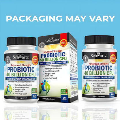 BioSchwartz Daily Probiotic Nutritional Supplement - 40 Billion CFU for Gut Health - Probiotics for Men and Women - Digestive Health with Astragalus - Maple Wellness Supplements