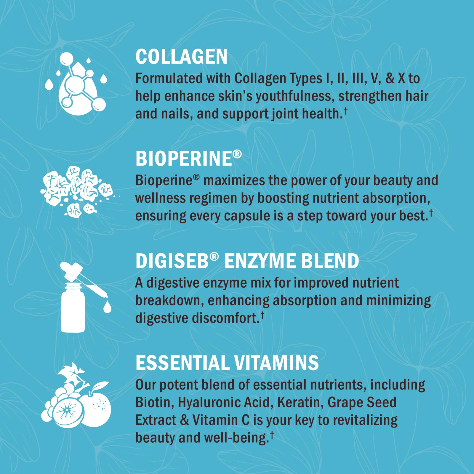 BioSchwartz Hydrolyzed Collagen Peptide Capsules - Multi Collagen Supplements for Women Types I, II, III, V, X with Vitamin C, Biotin, - Maple Wellness Supplements