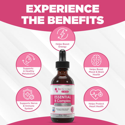 BioSource Labs Essential B Complex - Daily Vegan Vitamin B-Complex Sublingual Liquid - Maple Wellness Supplements