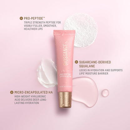 Biossance Pro-Peptide Lip Perfector – Triple-Treat Vegan Lip Balm – Deeply Hydrating with Pro-Peptides & Hyaluronic Acid – Enhances Natural Lip Color – Silky, Glossy Finish in Blush Quartz, Pink - Maple Wellness Supplements