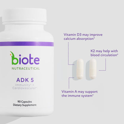 Biote Nutraceuticals - ADK 5 - Immunity + Cardiovascular (90 Capsules) - Maple Wellness Supplements