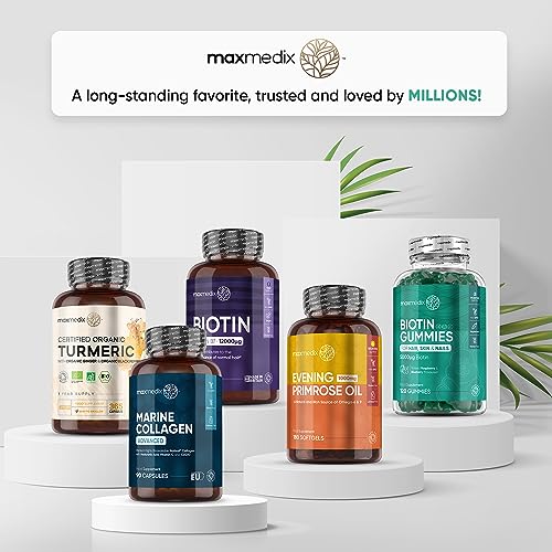 Biotin Gummies 5000mcg - with Vitamin A, B, C, D, E & Selenium – 120 Hair Nails and Skin - Maple Wellness Supplements