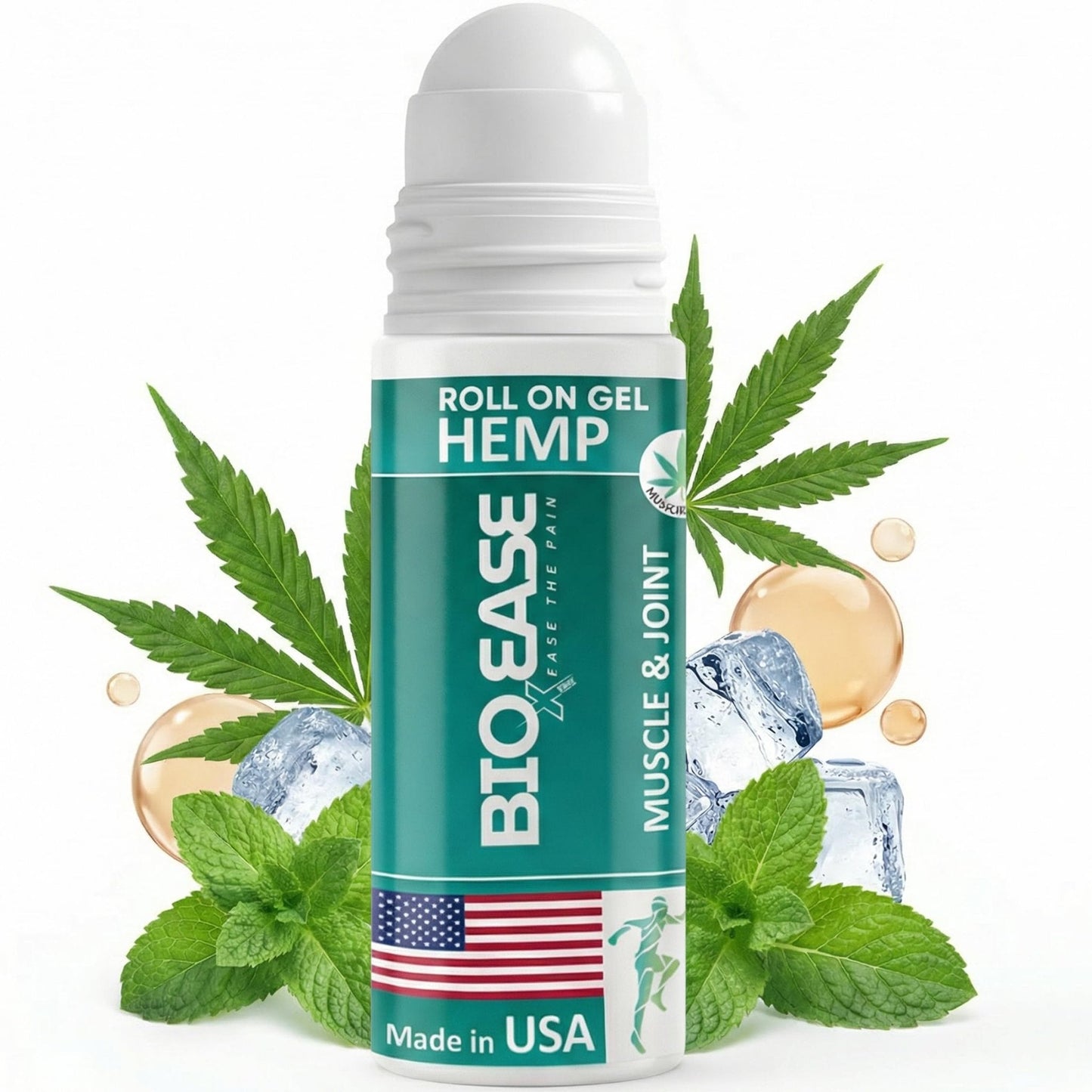 BioXPressEase Fast-Acting Hemp Pain Relief Roll On - Highly Effective, Cool & Topical Pain Relief Extra Strength for Muscle, Joint, & Back – Easy Roll On Maximum Strength - Made in USA - Maple Wellness Supplements