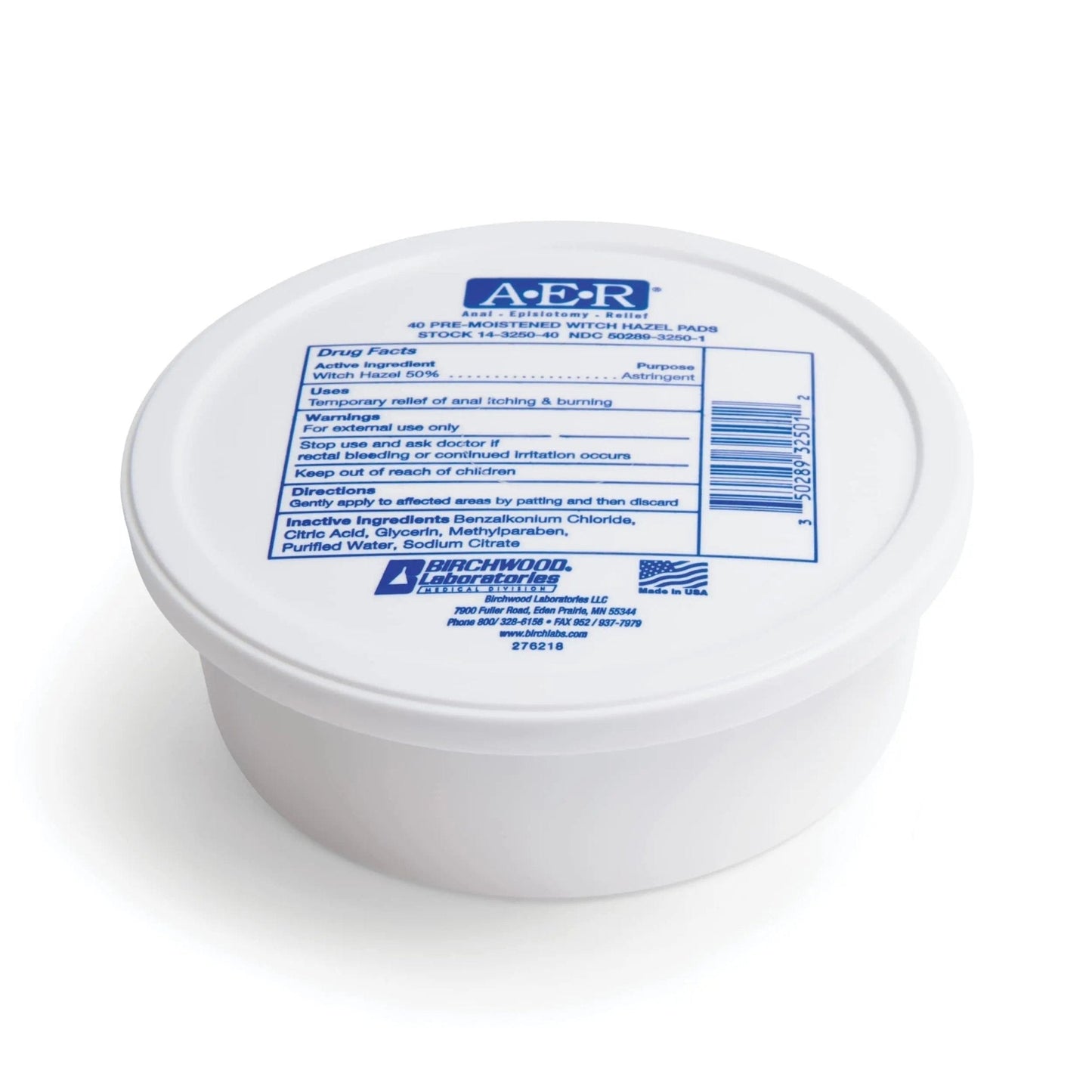 Birchwood Laboratories A-E-R Pre-Moistened Medicated Cooling Witch Hazel Pads For Hemorrhoid & Postpartum Relief, 40 Count - Maple Wellness Supplements